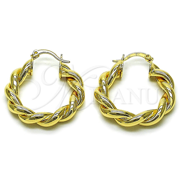 Argolla Mediana 02.170.0534.30 Oro Laminado, Diseño de Torcido y Hueco, Pulido, Tono Dorado