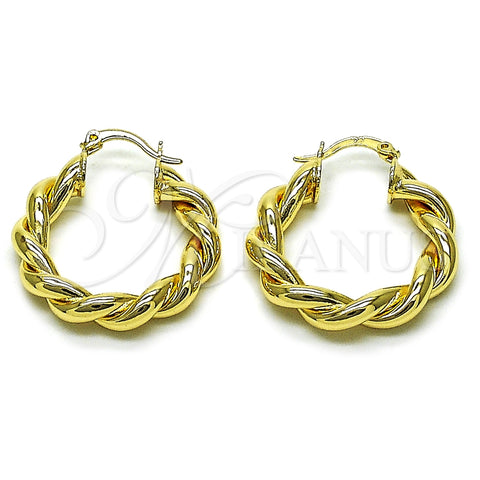 Argolla Mediana 02.170.0534.30 Oro Laminado, Diseño de Torcido y Hueco, Pulido, Tono Dorado