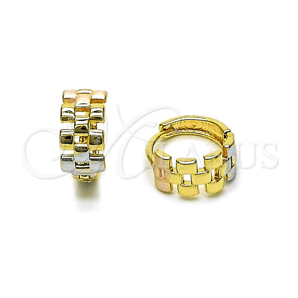 Argolla Huggie 02.170.0536.14 Oro Laminado, Pulido, Tres Tonos