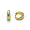 Argolla Huggie 02.170.0540.14 Oro Laminado, Diamantado, Tres Tonos