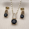 Juego de Arete y Dije de Adulto 10.196.0171.1 Oro Laminado, con Negro Zirconia Cubica and Blanca Micro Pave, Pulido, Tono Dorado