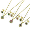 Juego de Arete y Dije de Adulto 10.196.0183 Oro Laminado, Diseño de Cluster, con Zirconia Cubica Negro y Micro Pave Blanca, Pulido, Tono Dorado