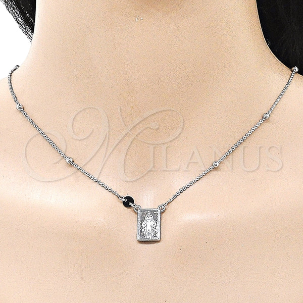 Collares con Dije 04.253.0033.26 Oro Laminado, Diseño de Medalla Milagrosa y Cruz, Pulido, Tono Dorado (03 MM Thickness, 26 Inches Length)