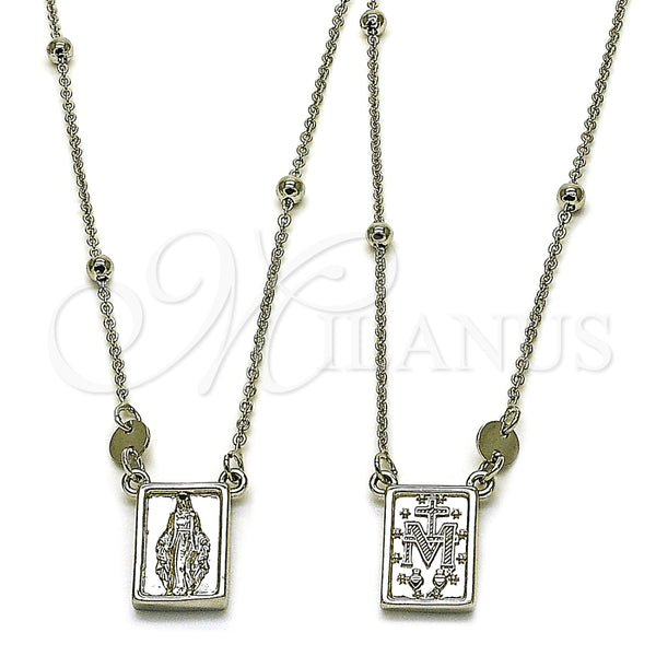 Collares con Dije 04.253.0033.26 Oro Laminado, Diseño de Medalla Milagrosa y Cruz, Pulido, Tono Dorado (03 MM Thickness, 26 Inches Length)