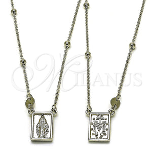 Collares con Dije 04.253.0033.26 Oro Laminado, Diseño de Medalla Milagrosa y Cruz, Pulido, Tono Dorado (03 MM Thickness, 26 Inches Length)