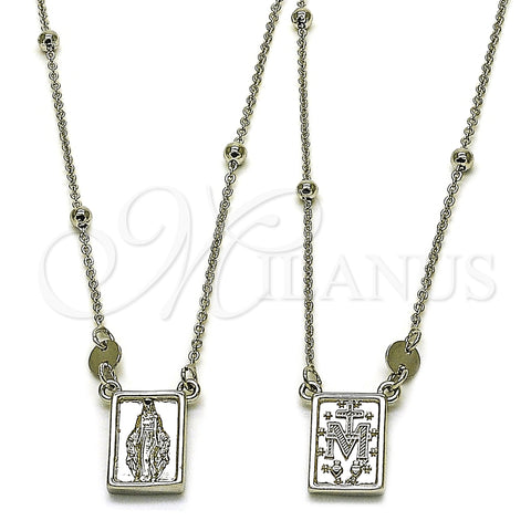 Collares con Dije 04.253.0033.26 Oro Laminado, Diseño de Medalla Milagrosa y Cruz, Pulido, Tono Dorado (03 MM Thickness, 26 Inches Length)