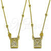 Collares con Dije 04.253.0034.26 Oro Laminado, Diseño de Sagrado Corazon de Maria y Sagrado Corazon de Jesus, Pulido, Tono Dorado (Grosor 03 MM, 26 Pulgadas de Largo)