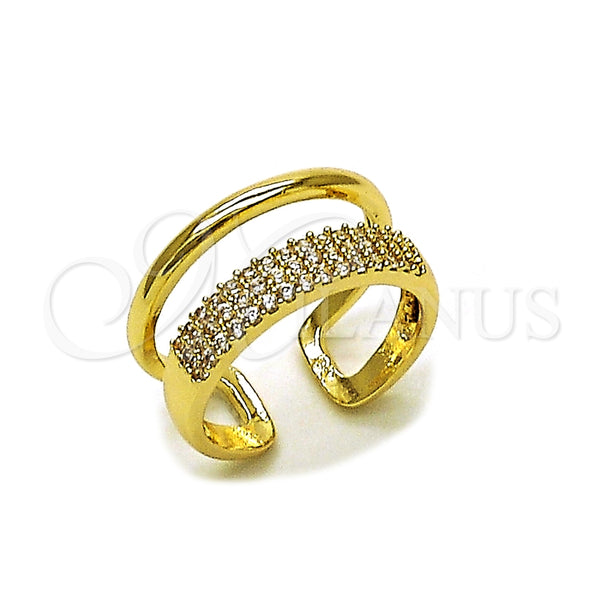 Anillo Elegante 01.266.0053 Oro Laminado, con Micro Pave Blanca, Pulido, Tono Dorado (Talla Unica)