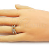 Anillo Multi Piedra 01.266.0055 Oro Laminado, Diseño de Corazón y Baguette, con Blanca Zirconia Cubica, Pulido, Tono Dorado (One size fits all)