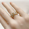 Anillo Multi Piedra 01.266.0055 Oro Laminado, Diseño de Corazón y Baguette, con Blanca Zirconia Cubica, Pulido, Tono Dorado (One size fits all)