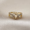 Anillo Multi Piedra 01.266.0055 Oro Laminado, Diseño de Corazón y Baguette, con Blanca Zirconia Cubica, Pulido, Tono Dorado (One size fits all)