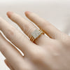 Anillo Multi Piedra 01.266.0056 Oro Laminado, con Blanca Micro Pave, Pulido, Tono Dorado (One size fits all)