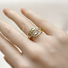 Anillo Multi Piedra 01.266.0058 Oro Laminado, Diseño de Flor, con Blanca Micro Pave, Pulido, Tono Dorado (One size fits all)