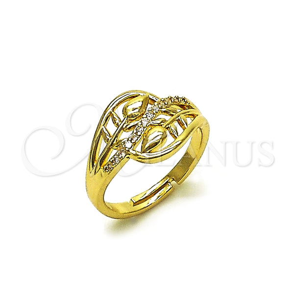 Anillo Multi Piedra 01.266.0058 Oro Laminado, Diseño de Flor, con Blanca Micro Pave, Pulido, Tono Dorado (One size fits all)