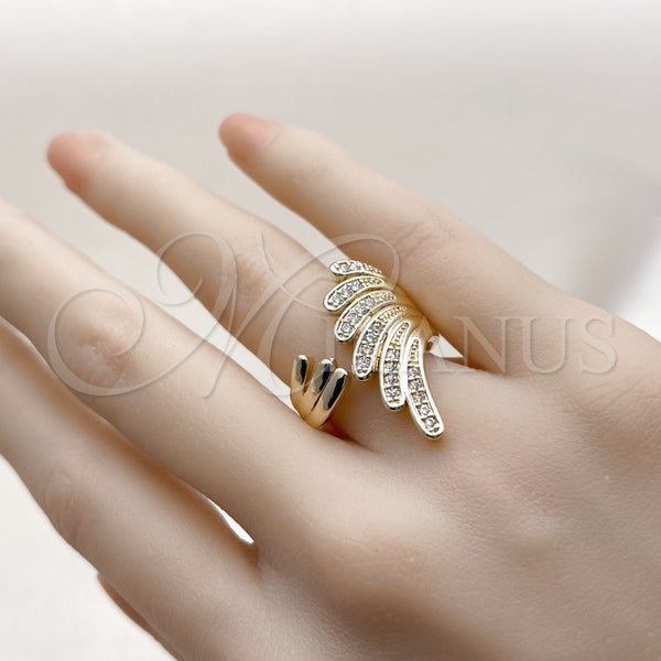 Anillo Multi Piedra 01.266.0060 Oro Laminado, Diseño de Alas, con Blanca Zirconia Cubica, Pulido, Tono Dorado (One size fits all)