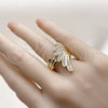 Anillo Multi Piedra 01.266.0060 Oro Laminado, Diseño de Alas, con Blanca Zirconia Cubica, Pulido, Tono Dorado (One size fits all)