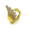 Anillo Multi Piedra 01.266.0060 Oro Laminado, Diseño de Alas, con Blanca Zirconia Cubica, Pulido, Tono Dorado (One size fits all)