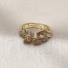 Anillo Multi Piedra 01.266.0061 Oro Laminado, Diseño de Oja y Baguette, con Blanca Zirconia Cubica and Blanca Micro Pave, Pulido, Tono Dorado (One size fits all)