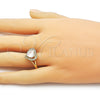 Anillo Multi Piedra 01.266.0062 Oro Laminado, Diseño de Corazón y Cluster, con Blanca Zirconia Cubica and Blanca Micro Pave, Pulido, Tono Dorado (One size fits all)