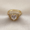 Anillo Multi Piedra 01.266.0062 Oro Laminado, Diseño de Corazón y Cluster, con Blanca Zirconia Cubica and Blanca Micro Pave, Pulido, Tono Dorado (One size fits all)