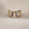 Anillo Multi Piedra 01.266.0063 Oro Laminado, Diseño de Baguette y Gota, con Zirconia Cubica Blanca, Pulido, Tono Dorado (Talla Unica)