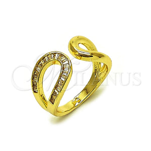 Anillo Multi Piedra 01.266.0063 Oro Laminado, Diseño de Baguette y Gota, con Zirconia Cubica Blanca, Pulido, Tono Dorado (Talla Unica)