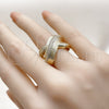 Anillo Multi Piedra 01.266.0068 Oro Laminado, Diseño de Torcido, con Blanca Zirconia Cubica and Blanca Micro Pave, Diamantado, Tono Dorado (One size fits all)