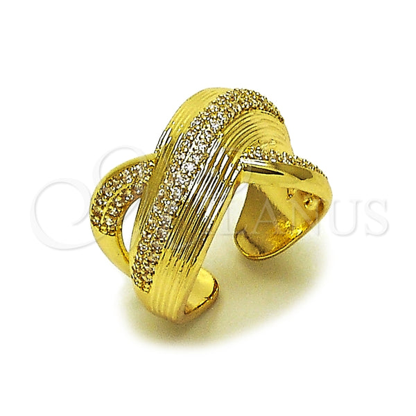 Anillo Multi Piedra 01.266.0068 Oro Laminado, Diseño de Torcido, con Blanca Zirconia Cubica and Blanca Micro Pave, Diamantado, Tono Dorado (One size fits all)