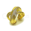 Anillo Multi Piedra 01.266.0068 Oro Laminado, Diseño de Torcido, con Blanca Zirconia Cubica and Blanca Micro Pave, Diamantado, Tono Dorado (One size fits all)