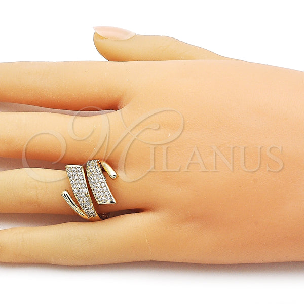 Anillo Multi Piedra 01.266.0071 Oro Laminado, con Blanca Zirconia Cubica, Pulido, Tono Dorado (One size fits all)