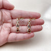 Arete Colgante 02.323.0098 Oro Laminado, Diseño de Gota, con Multicolor Zirconia Cubica, Pulido, Tono Dorado