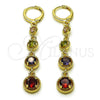 Arete Largo 02.323.0104 Oro Laminado, con Multicolor Zirconia Cubica, Pulido, Tono Dorado