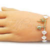 Pulsera Elegante 03.341.0255.07 Oro Laminado, Diseño de Tortuga y Palmera, con Marfil Perla, Pulido, Tono Dorado (Thickness, 7 Inches Length)