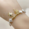 Pulsera Elegante 03.341.0255.07 Oro Laminado, Diseño de Tortuga y Palmera, con Marfil Perla, Pulido, Tono Dorado (Thickness, 7 Inches Length)
