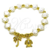 Pulsera Elegante 03.341.0255.07 Oro Laminado, Diseño de Tortuga y Palmera, con Marfil Perla, Pulido, Tono Dorado (Thickness, 7 Inches Length)