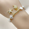 Pulsera Elegante 03.341.0259.07 Oro Laminado, Diseño de Estrella y Caracol, con Marfil Perla and Blanca Micro Pave, Pulido, Tono Dorado (Thickness, 7 Inches Length)