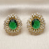 Arete Dormilona 02.436.0003.1 Oro Laminado, Diseño de Cluster y Flor, con Verde and Blanca Zirconia Cubica, Pulido, Tono Dorado