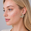Arete Dormilona 02.436.0005.1 Oro Laminado, Diseño de Mariposa y Baguette, con Zirconia Cubica Multicolor y Blanca, Pulido, Tono Dorado