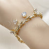 Pulsera de Dije 03.331.0329.07 Oro Laminado, con Blanca Zirconia Cubica, Pulido, Tono Dorado (07 MM Thickness, 8 Inches Length)