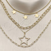 Gargantilla Elegante 04.437.0006.16 Acero Inoxidable, Diseño de Estrella y Paperclip, con Blanca Micro Pave, Pulido, Tono Dorado (05 MM Thickness, 16 Inches Length)