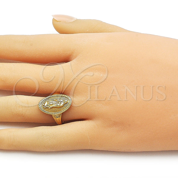 Anillo Elegante 01.310.0038 Oro Laminado, Diseño de Guadalupe, Diamantado, Tono Dorado (One size fits all)