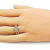 Anillo Multi Piedra 01.310.0039 Oro Laminado, Diseño de Estrella, con Blanca Micro Pave, Pulido, Tono Dorado (One size fits all)