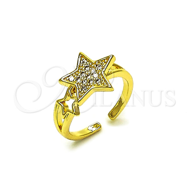 Anillo Multi Piedra 01.310.0039 Oro Laminado, Diseño de Estrella, con Blanca Micro Pave, Pulido, Tono Dorado (One size fits all)