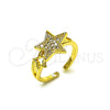 Anillo Multi Piedra 01.310.0039 Oro Laminado, Diseño de Estrella, con Blanca Micro Pave, Pulido, Tono Dorado (One size fits all)