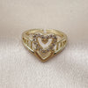 Anillo Multi Piedra 01.310.0040 Oro Laminado, Diseño de Corazón, con Blanca Zirconia Cubica, Pulido, Tono Dorado (One size fits all)