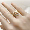 Anillo Elegante 01.310.0041 Oro Laminado, Diseño de Corazón y Infinito, con Blanca Zirconia Cubica, Pulido, Tono Dorado (One size fits all)