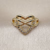 Anillo Elegante 01.310.0041 Oro Laminado, Diseño de Corazón y Infinito, con Blanca Zirconia Cubica, Pulido, Tono Dorado (One size fits all)