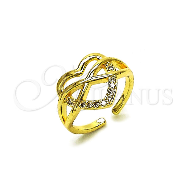 Anillo Elegante 01.310.0041 Oro Laminado, Diseño de Corazón y Infinito, con Blanca Zirconia Cubica, Pulido, Tono Dorado (One size fits all)