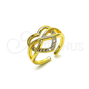 Anillo Elegante 01.310.0041 Oro Laminado, Diseño de Corazón y Infinito, con Blanca Zirconia Cubica, Pulido, Tono Dorado (One size fits all)