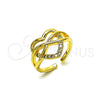 Anillo Elegante 01.310.0041 Oro Laminado, Diseño de Corazón y Infinito, con Blanca Zirconia Cubica, Pulido, Tono Dorado (One size fits all)